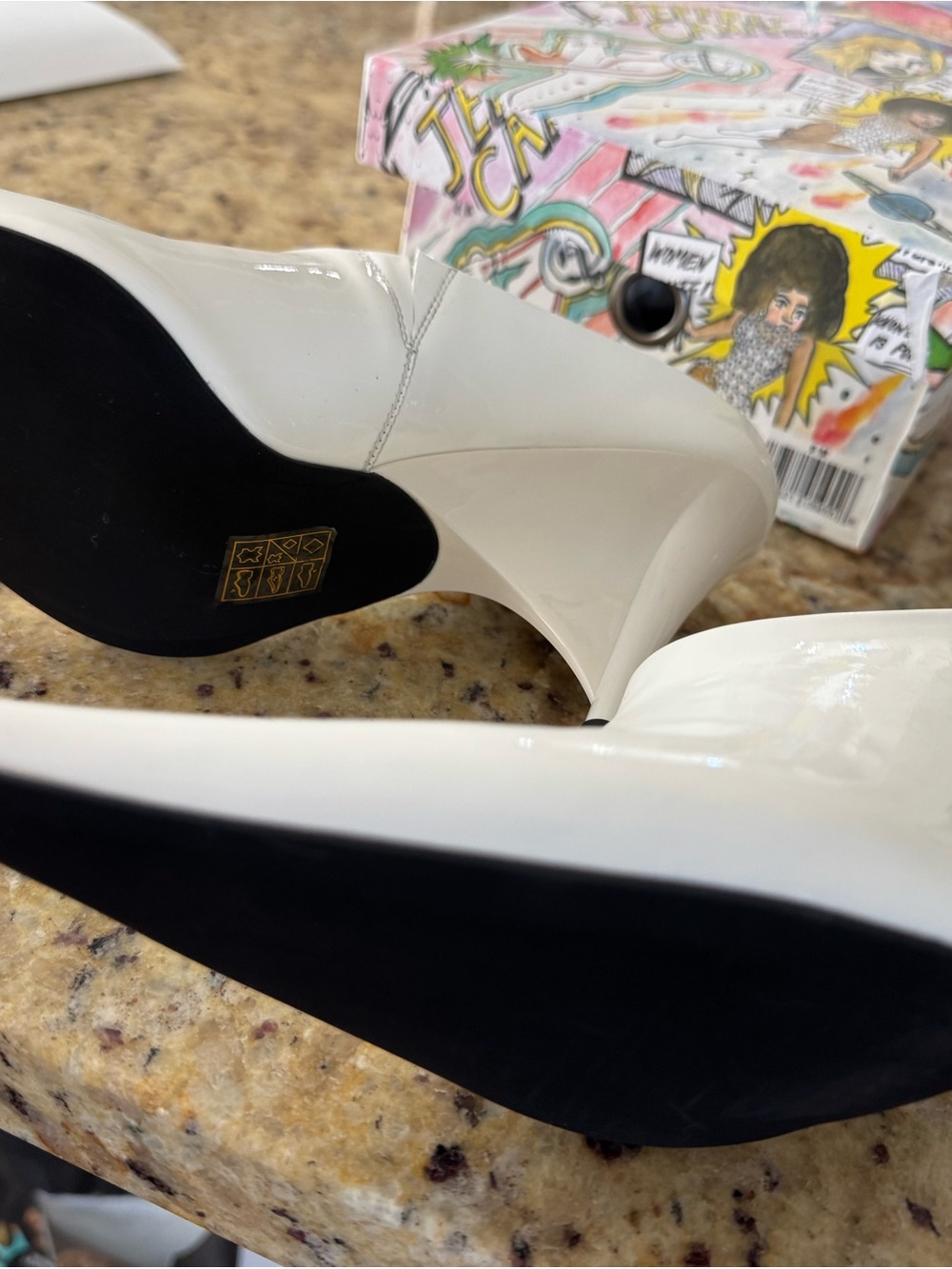 Jeffrey Campbell White Patent Pointed Mule Heels - Picture 2 of 4